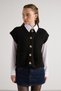 Women's Black Hair Knit Button Detailed Knitwear Vest 5584 - 2