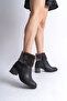 Katya Zippered Orthopedic Sole Heeled Fur Detailed Women's Boots Cst - Black - 2