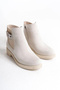 Luna zippered elastic orthopedic sole heeled suede women's boot skt - cream - 5