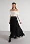 Women's Black Lined Long Lace Skirt 30052