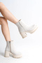 Lisse Zippered Orthopedic Sole Thick Heeled Suede Women's Boots Skt- Cream - 2