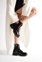 Women's Genuine Leather Lace-Up Zippered Comfortable Boots - Black Patent Leather - 2