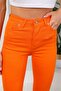 Orange Color Flared Leg Women's Flare Pants Full Stretch Fabric Flexible - 3