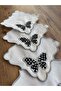 Silver Presentation Napkin, Cocktail Napkin with Butterfly Embroidery on the Side, 6 Pieces Fabric Presentation Napkins - 2