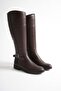 Women's Genuine Leather Buckle Riding Boots - Brown - 2
