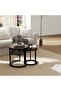 Asgard Set of 2 Round Nesting Tables – Walnut & Black Elegant Living Room Tables