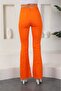 Orange Color Flared Leg Women's Flare Pants Full Stretch Fabric Flexible - 2
