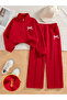 Kids New Bow Printed 100% Cotton Long Sleeve Half-Zip Sweatshirt-Track Pants