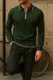 Men's Casual Striped Trendy Khaki Polo Collar Sweater - 4