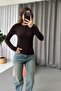 Crew Neck Buttoned Basic Blouse - Brown - 2