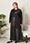 Women's Plus Size Leather Detailed Crystal Combed Cotton Dress - 5