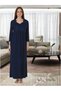 Women's Navy Blue Lace Detailed Stylish Design Half Sleeve Full Length Maternity Nightgown Effortt