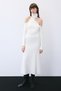 Elastic Waist Midi Length Ecru Knit Skirt - 4