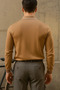 Men's Casual Striped Trendy Brown Polo Neck Sweater - 5