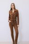 Gold Detailed Brown Biker Jacket - 6