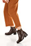 100% Genuine Leather Thick Low Heel Thermo Sole Brown Women's Boots - 4