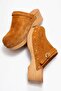 Beloni women's genuine leather clog slippers - tan suede - 8
