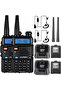 جهازي اتصال لاسلكي UV-5R، جهازي اتصال لاسلكي ثنائي الاتجاه، نطاق مزدوج، جهاز إرسال واستقبال محمول، مع إضاءة LED