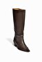 V654082103 Brown Genuine Leather Thick Heeled Women's Boots - 6