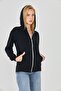Women's Full Zip Hooded Cotton Sweatshirt Black 9508-S - 8