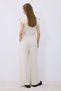 Lace-Up Wool Blend Wide Leg Ecru Trousers - 6