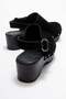 Aliva Women's Genuine Leather Clogs Sandals Black Suede - 6