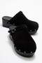Beloni women's genuine leather clog slippers - black suede