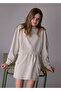 Girl's Beige Sweatshirt and Cargo Skirt Set 7917