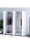 Supreme 4-Door Wardrobe with Mirror - White, Engineered Wood, 5-Shelf, 160x52x190cm, 2-Year Warranty - 3