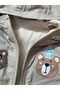 Children's Stone Color Bear and Fox Printed Windbreaker - 3