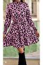 Women's Long Sleeve Semi-Turtleneck Leopard Printed Modal Mini Dress - 2