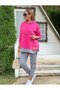 Women's Pink Hooded Hem Detail Trim Reverse Stitching Double Suit