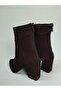 Women's Genuine Leather Brown Suede Heeled Boots - 3