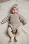 Baby Girl-Boy Stitch-Free Oversized Knitwear Sweater and Hat Set - Buttoned Bottom Raglan Sleeve 2-Piece Set - 4