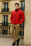 Men's Trend Basic Mock Neck Winter Red Puffer Jacket - 3