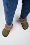 Ruzqahi Fur Women's Leather Genuine Leather Flat Platform Sabo Khaki Slippers - 7