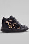 Children's Unisex Black Leopard Flexible Thermo Sole Double Velcro Strip Patterned Sports Short Boots - 2