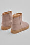 Girl's Mink Thermo Sole Suede Look Short Boots with Fur Inside - 4