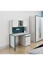 Knight Kids Study Desk & Hutch with USB - White, Teal & Blue - 1 Drawer, 1 Door, 120x60cm