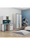 Knight Kids Study Desk & Hutch with USB - White, Teal & Blue - 1 Drawer, 1 Door, 120x60cm - 7
