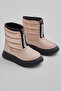 Children's Unisex Beige Flexible Thermo Sole Warm Lined Zippered Snow Boots with Writing on the Front - 3