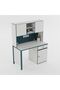 Knight Kids Study Desk & Hutch with USB - White, Teal & Blue - 1 Drawer, 1 Door, 120x60cm - 3
