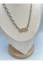 Zircon Stone Oval Cut Detail Steel Necklace Silver - 4