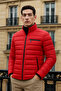 Men's Trend Basic Mock Neck Winter Red Puffer Jacket