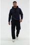 Men's Oversized Three Thread Fleece-Lined Baggy Winter Black Sweatpants - 3