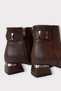 Buckle Detailed Pointed Toe Heeled Women's Boots Brown - 5
