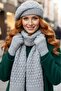Women's 3-Piece Knitted Patterned Beanie Scarf Gloves Set