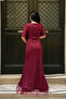 Full Beaded Fabric Design Dress - Bordo - 5