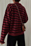 Women's Striped Polo Collar Knit Sweater - 3