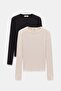 Women's Crew Neck Finger Hole Long Sleeve Bodysuit/Blouse - Pack of 2